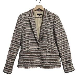Madewell Textured Woven Jacket Womens 4 Stripe Academia Tweed Career Blazer